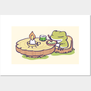 traveling frog eating lunch / tabi kaeru japanese mobile game Posters and Art